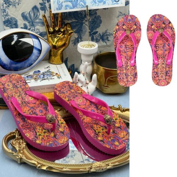 🆕 KURT GEIGER LDN 🧿 X MATTHEW WILLIAMSON NWOB Pink Kensington Flipflop, Sz 7 - Picture 1 of 13